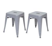 2x tabouret HWC-A73, tabouret en métal, design industriel, empilable gris