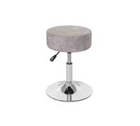 2x Tabouret HWC-C22, hauteur réglable Ø 35 cm imitiation daim gris vintage