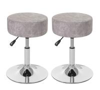 2x Tabouret HWC-C22, hauteur réglable Ø 35 cm imitiation daim gris vintage