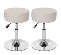 2x Tabouret HWC-C22, hauteur réglable, Ø 35 cm similicuir crème
