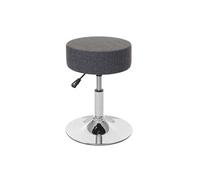 2x Tabouret HWC-C22, hauteur réglable, Ø 35 cm, tissu gris
