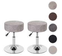 2x Tabouret HWC-C22, hauteur réglable Ø 35 cm imitiation daim ~ gris vintage