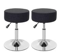 2x Tabouret HWC-C22, hauteur réglable, Ø 35 cm, tissu gris foncé