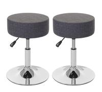 2x Tabouret MENDLER HWC-C22, hauteur réglable, Ø 35 cm, tissu gris Gris G