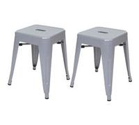 2x tabouret MENDLER HWC-A73, tabouret en métal, design industriel, empilable gris Gris G