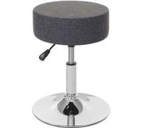 2x Tabouret Hwc-C22, Hauteur Réglable, Ø 35 Cm, Tissu Gris Multicolore