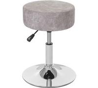 2x Tabouret MENDLER HWC-C22, hauteur réglable Ø 35 cm imitiation daim gris vintage Gris G