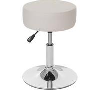 2x Tabouret MENDLER HWC-C22, hauteur réglable, Ø 35 cm similicuir crème Beige G