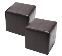 2x tabouret / pouf / dé Onex, cuir, 36x36x36cm marron