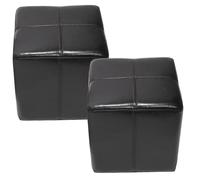 2x tabouret pouf dé Onex, cuir, 36x36x36cm noir