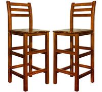 2X Tabourets de Bar 75 cm Chaises Haute de Bar en Bois avec Dossier Tabouret de bistrot Cuisine Salon Exterieur