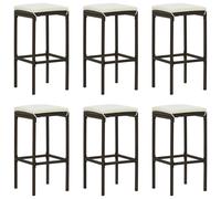 2x Tabourets de Bar avec Coussins Gris Résine Tressée Sièges Comptoir vidaXL