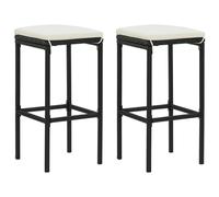 2x Tabourets de Bar avec Coussins Gris Résine Tressée Sièges Comptoir vidaXL