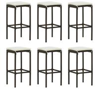vidaXL Tabourets de bar 2x (313439) Résine tressée marron avec coussins