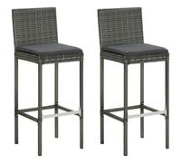 Vidaxl Tabourets De Bar De Jardin Et Coussins Lot De 2 Résine Tressée