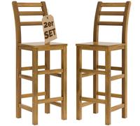 2x Tabourets de bar en bois d'acacia Chaise haute de cuisine Tabouret de bistrot