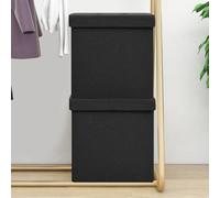 2x Tabourets de Rangement Pliables Bleu Faux Lin Coffres Conteneurs vidaXL