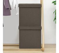 2x Tabourets de Rangement Pliables Bleu Faux Lin Coffres Conteneurs vidaXL