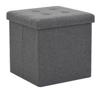 2x Tabourets de Rangement Pliables Bleu Faux Lin Coffres Conteneurs vidaXL