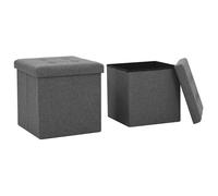 2x Tabourets de Rangement Pliables Bleu Faux Lin Coffres Conteneurs vidaXL