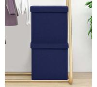 vidaXL Tabourets de rangement pliables 2 pcs Bleu Faux lin