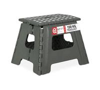 2X Tabourets pliants, Taille L, Portable, escabeau de Salle de Bain, 120 kg, Plastique, 32,5 cm de Haut, Gris Clair