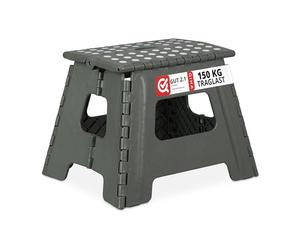2X Tabourets pliants, Taille L, Portable, escabeau de Salle de Bain, 120 kg, Plastique, 32,5 cm de Haut, Gris Clair