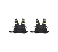 2X Talkie-Walkie Double Sac de Poitrine Radio Réfléchissant Poitrine Harnais Support Sac Gilet Plate-Forme Talkie-Walkie Avant Pack Pochette Étui A