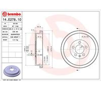 2x Tambour de frein 14.E278.10 BREMBO pour VW SKODA
