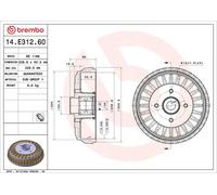 BREMBO 14.E312.60 Tambour de frein
