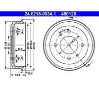 2x Tambour de frein 24.0218-0034.1 ATE pour HYUNDAI ACCENT I