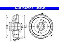 2x Tambour de frein 24.0218-0035.1 ATE pour CHEVROLET DAEWOO