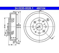 2x Tambour de frein 24.0220-0026.1 ATE pour MAZDA 323 S IV 323 C IV 323 F IV