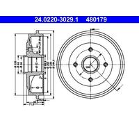 2x Tambour de frein ATE 24.0220-3029.1 convient pour CITROËN PEUGEOT