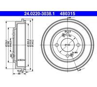 2x Tambour de frein 24.0220-3038.1 ATE pour HYUNDAI GETZ