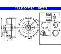 2x Tambour de frein 24.0220-3721.2 ATE pour DACIA RENAULT