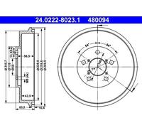 2x Tambour de frein 24.0222-8023.1 ATE pour SUBARU FORESTER IMPREZA Coupé