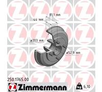 ZIMMERMANN 250.1765.00 Tambour de frein