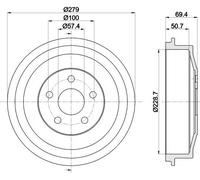 HELLA 8DT 355 303-101 Tambour de frein