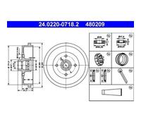 2x Tambour de frein ATE 24.0220-0718.2 convient pour SEAT SKODA VAG