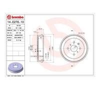 2x Tambour de frein BREMBO 14.E276.10 convient pour TOYOTA