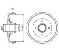 2x Tambour de frein Essieu arrière 0 986 477 172 BOSCH pour RENAULT KANGOO