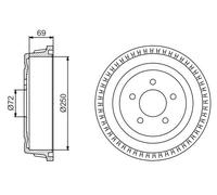 2x Tambour de frein Essieu arrière 0 986 477 185 BOSCH pour CHRYSLER DODGE