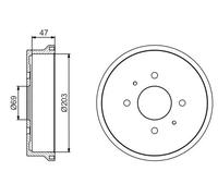 2x Tambour de frein Essieu arrière 0 986 477 235 BOSCH pour SMART MITSUBISHI
