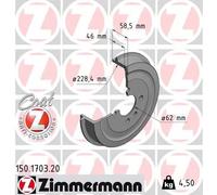2x Tambour de frein revêtu 150.1703.20 ZIMMERMANN pour BMW 3 3 Décapotable
