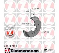 2x Tambour de frein revêtu 400.5071.20 ZIMMERMANN pour MERCEDES-BENZ CLASSE A