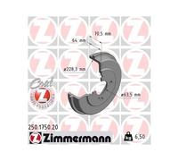 2x Tambour de frein ZIMMERMANN 250.1750.20 convient pour FORD