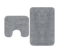 2x Tapis de Salle de bain Tissu Gris Tapis de Sol Carpette Moquette vidaXL