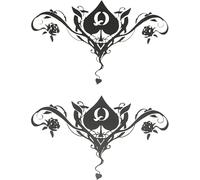 2x Tattoo Q Tatouage Temporaire Pour Femme Queen Reine De Pique Et Roses-Bbc Black Pack 2 Tatoo Reine De Pic Hotwife-Queen Of Spades-Taille Moyenne 14cm X 9cm