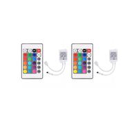 2X Télécommande 24 Touches + Contrôleur LED DC12V Boîtier de Commande RVB Contrôleur de Bande Lumineuse IR pour Bande Lumineuse 5050 2835 RVB